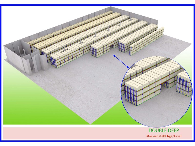 Double deep pallet rack